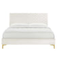 Modway MOD-7001-WHI Leah Chevron Tufted Performance Velvet Full Platform Bed White MDY-MOD-7001-WHI