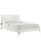 Modway MOD-7001-WHI Leah Chevron Tufted Performance Velvet Full Platform Bed, White