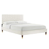 Modway MOD-7005-WHI Leah Chevron Tufted Performance Velvet King Platform Bed, White