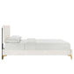 Modway MOD-7013-WHI Leah Chevron Tufted Performance Velvet King Platform Bed White MDY-MOD-7013-WHI