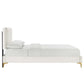 Modway Zahra Channel Tufted Performance Velvet King Platform Bed in White MDY-MOD-7014-WHI