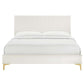 Modway Yasmine Channel Tufted Performance Velvet King Platform Bed in White MDY-MOD-7016-WHI