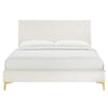 Modway Yasmine Channel Tufted Performance Velvet King Platform Bed in White MDY-MOD-7016-WHI