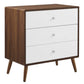 Modway Transmit Mid-Century Modern Wood Walnut White, 3-Drawer Chest