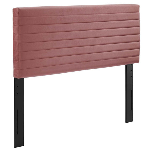 Modway Tranquil Modern Performance Velvet Twin Headboard in Dusty Rose