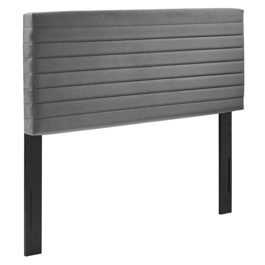 Modway Tranquil Modern Performance Velvet Full/Queen Headboard in Gray