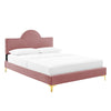 Modway Performance Velvet Twin Bed in Dusty Rose Platform