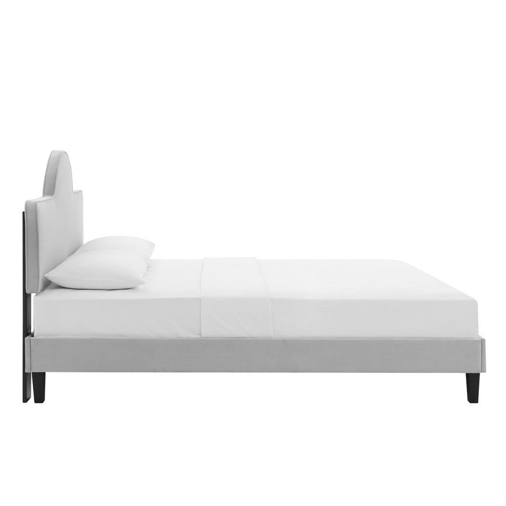 Modway Performance Velvet Full Bed in Light Gray Platform MDY-MOD-7034-LGR