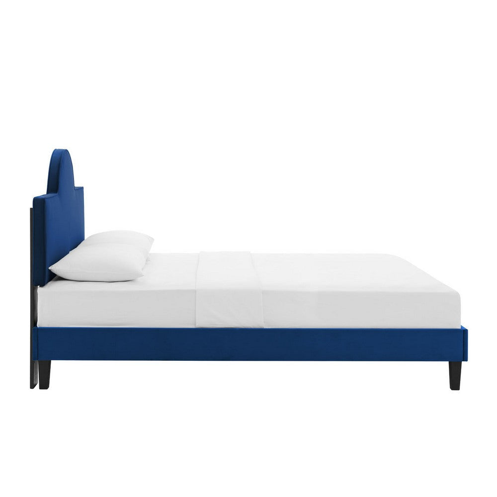 Modway Performance Velvet King Bed in Navy Platform MDY-MOD-7035-NAV