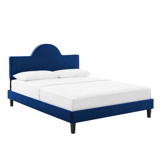 Modway Performance Velvet King Bed in Navy Platform