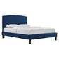 Modway Alessi Performance Velvet King Platform Bed in Navy