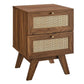 Modway Soma Modern Rattan, 2-Drawer Nightstand, Walnut