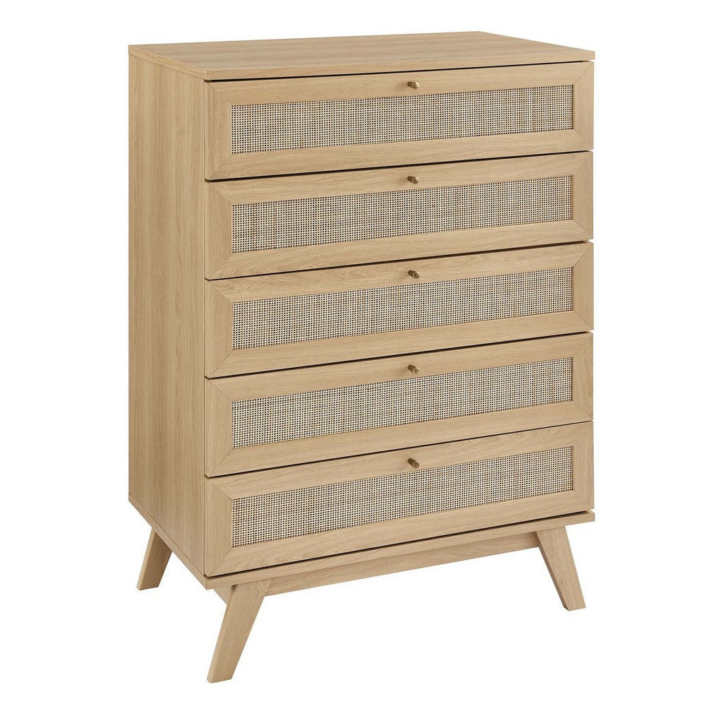 Modway Soma 5 Chest of Drawers in Oak, 31 x 18.5 x 44.5