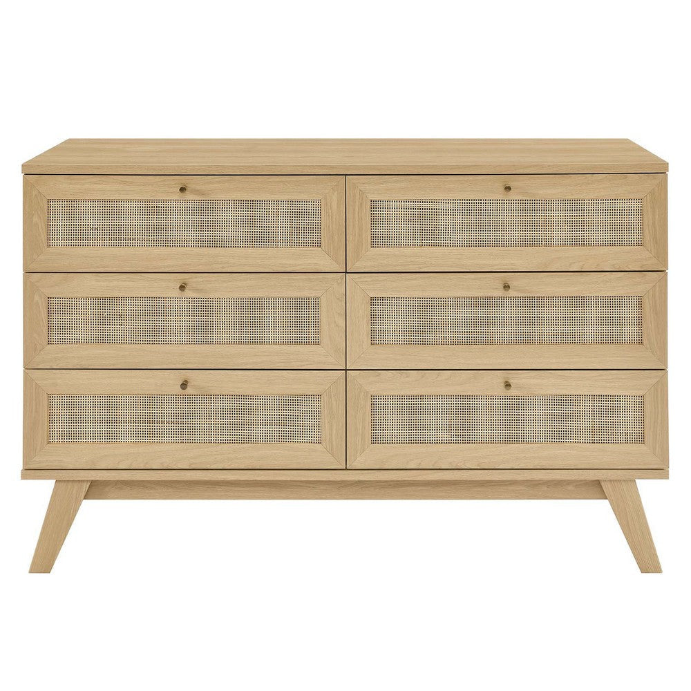 Modway Soma 6-Drawer Double Dresser in Oak 18.5 x 47 x 30 MDY-MOD-7053-OAK