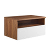 Modway Envision Mid-Century Modern, Wall Mount Niightstand, Walnut White