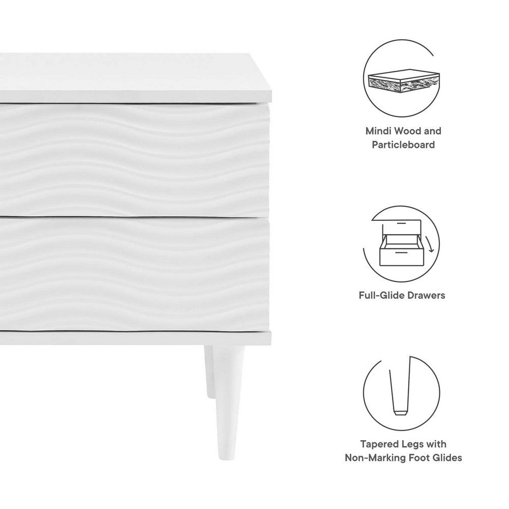 Wavelet 2-Drawer Nightstand - No Shipping Charges MDY-MOD-7079-WHI