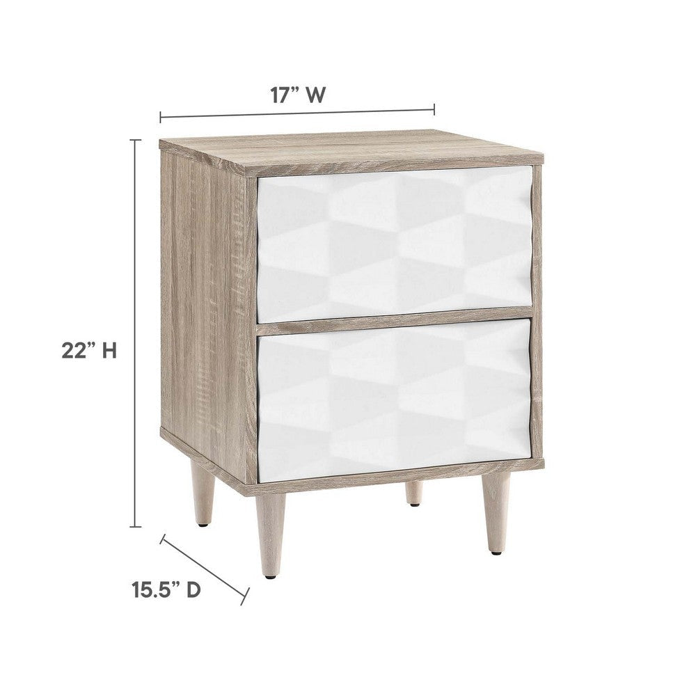 Vespera 2-Drawer Nightstand - No Shipping Charges MDY-MOD-7080-OAK-WHI