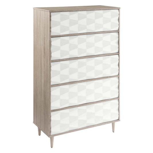 Modway Vespera Contemporary Modern Wood Storage 5-Drawer Chest in Oak White