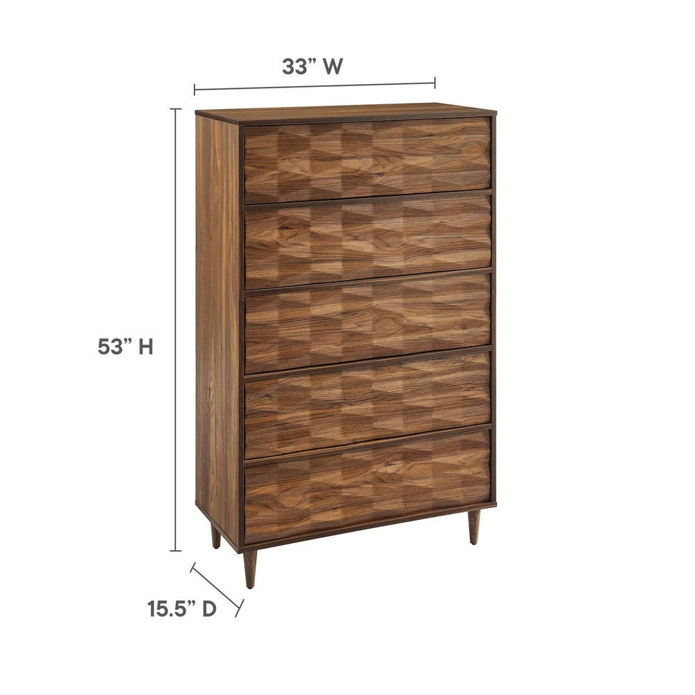 Modway Vespera Contemporary Modern Wood Storage 5-Drawer Chest in Walnut MDY-MOD-7082-WAL