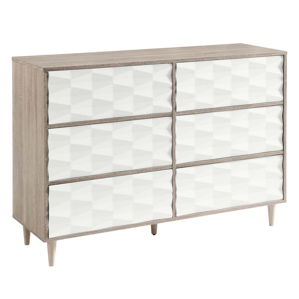 Modway Vespera Contemporary Modern Wood Storage 6-Drawer Dresser in Oak White