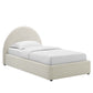 Modway Resort Twin Size Platform Bed with Arch Shaped Round Headboard in Heathered Weave Ivory, Woven Heathered Fabric Upholstery, Soft Cloud Bed Frame, No Box Spring Needed, Strong Wood Slats