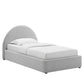 Modway Resort Twin Size Platform Bed with Arch Shaped Round Headboard in Heathered Weave Light Gray, Woven Heathered Fabric Upholstery, Soft Cloud Bed Frame, No Box Spring Needed, Strong Wood Slats