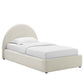 Modway Resort Twin Size Platform Bed with Arch Shaped Round Headboard in Alabaster, Upholstered Bed Frameain-Resistant Performance Velvet, Soft Cloud Bed Frame, No Box Spring Needed