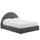 Modway Resort Full Size Platform Bed with Arch Shaped Round Headboard in Heathered Weave Slate, Woven Heathered Fabric Upholstery, Soft Cloud Bed Frame, Full Size Bed, No Box Spring Needed