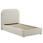 Modway Keynote Modern Bed Frame Twin Size with Curve Shaped Headboard in Heathered Weave Ivory Woven Heathered Fabric Upholstery Twin Size