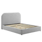 Modway Keynote Modern Queen Bed Frame with Curve Shaped Headboard in Heathered Weave Light Gray Woven Heathered Fabric Upholstery Queen