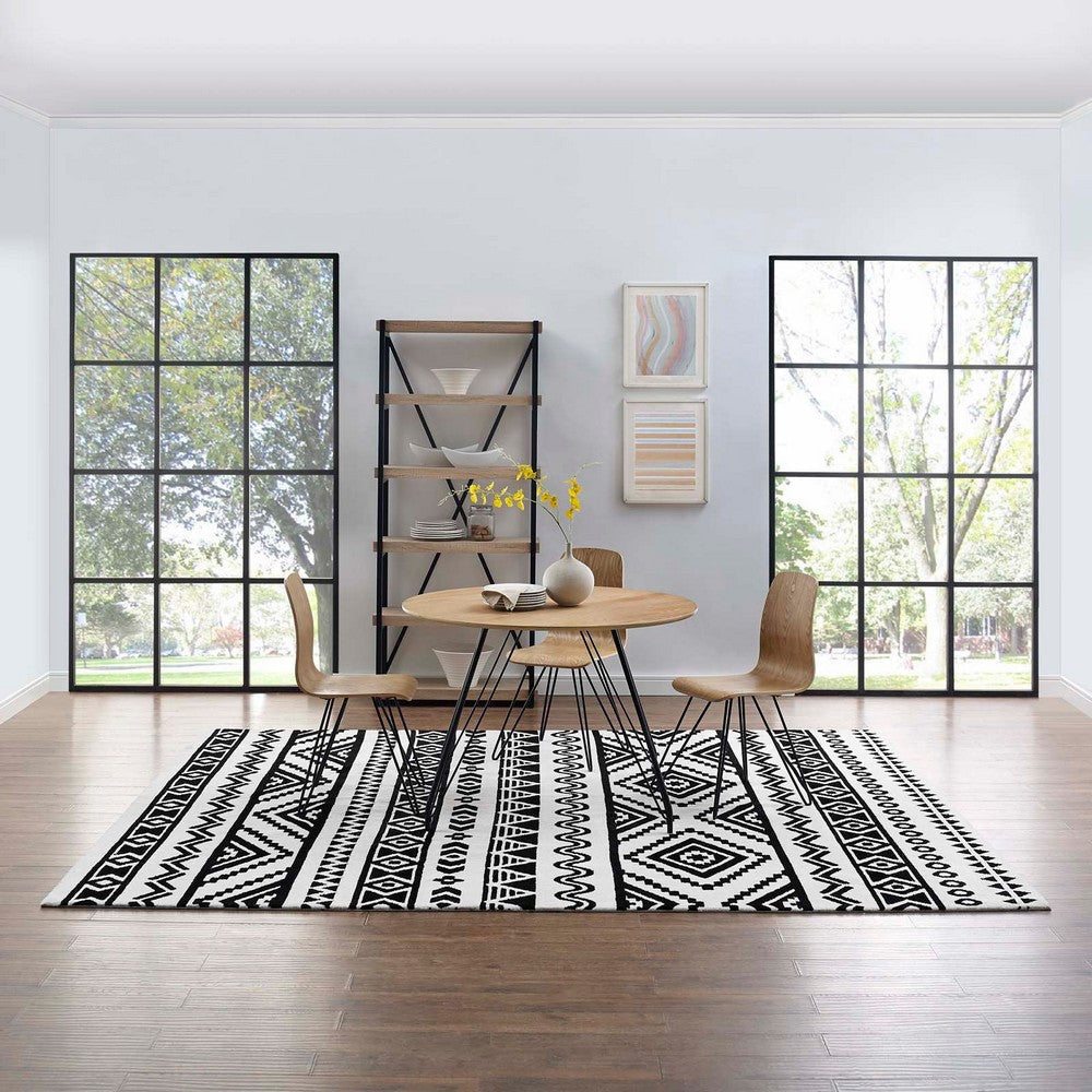 Haku Geometric Moroccan Tribal 8x10 Area Rug Black and White - No Shipping Charges MDY-R-1010A-810