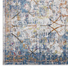 Modway Minu Distressed Floral Lattice 8x10 Area Rug in Light Blue Yellow and Orange MDY-R-1091B-810