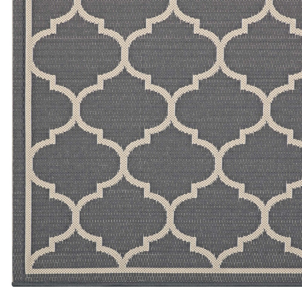 Modway Avena Moroccan Quatrefoil Trellis 5x8 Indoor and Outdoor In Gray and Beige MDY-R-1137B-58