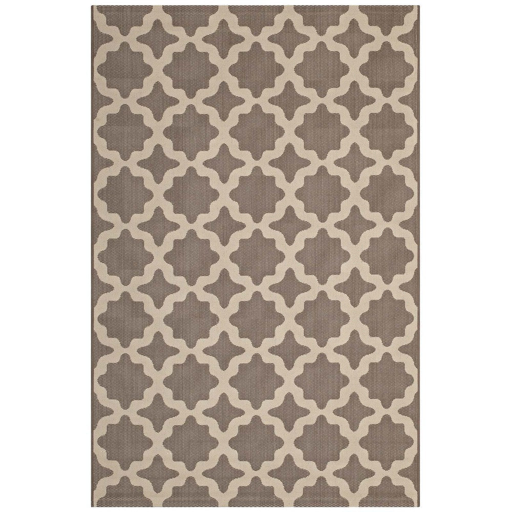 Modway Cerelia Moroccan Trellis 8x10 Indoor and Outdoor In Light and Dark Beige