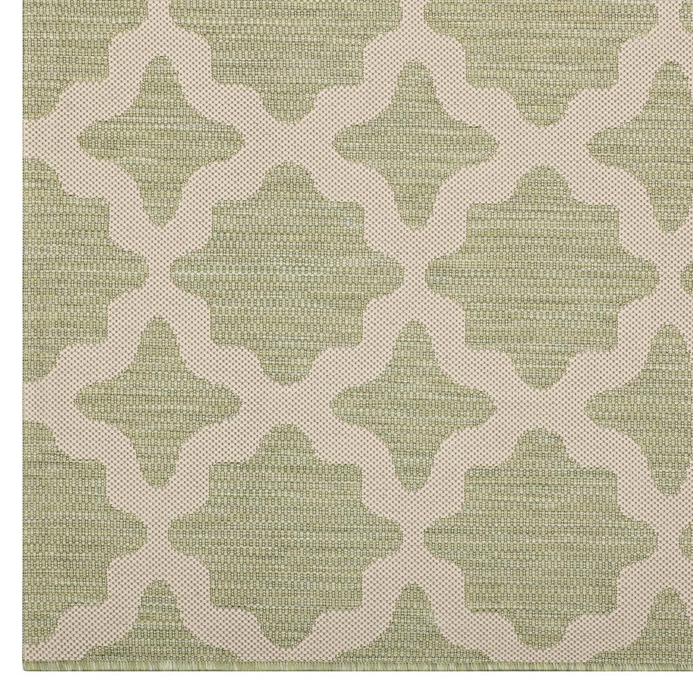 Modway Cerelia Moroccan Trellis 5x8 Indoor and Outdoor In Beige and Light Green MDY-R-1139B-58