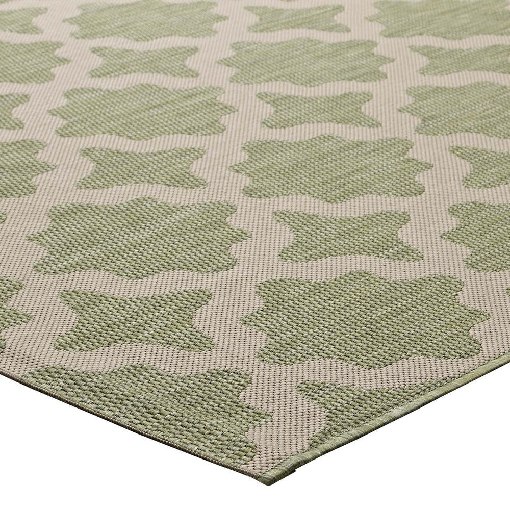 Modway Cerelia Moroccan Trellis 5x8 Indoor and Outdoor In Beige and Light Green MDY-R-1139B-58