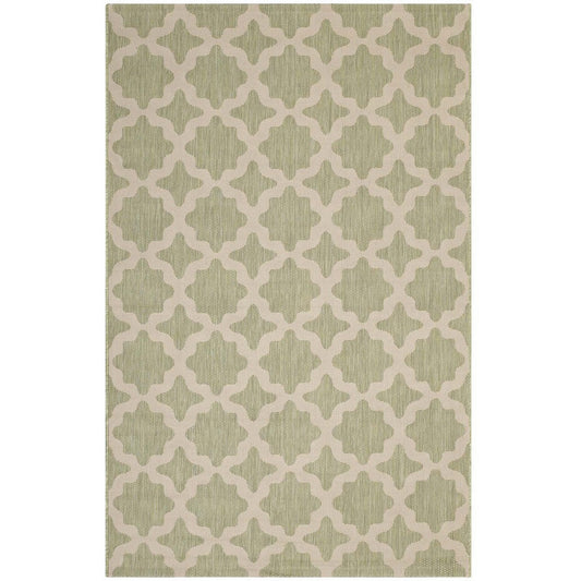 Modway Cerelia Moroccan Trellis 8x10 Indoor and Outdoor In Beige and Light Green