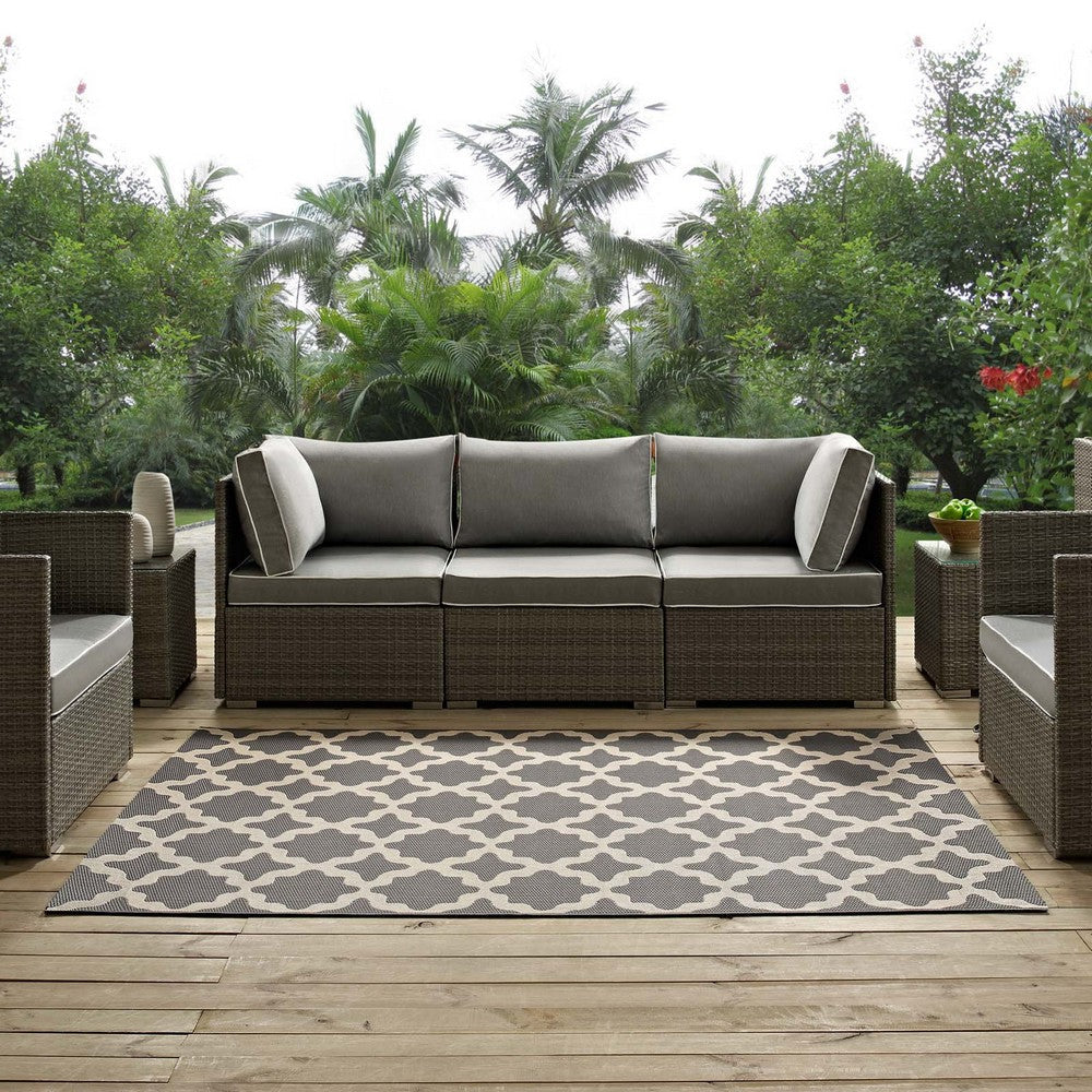 Modway Cerelia Moroccan Trellis 5x8 Indoor and Outdoor In Gray and Beige MDY-R-1139D-58