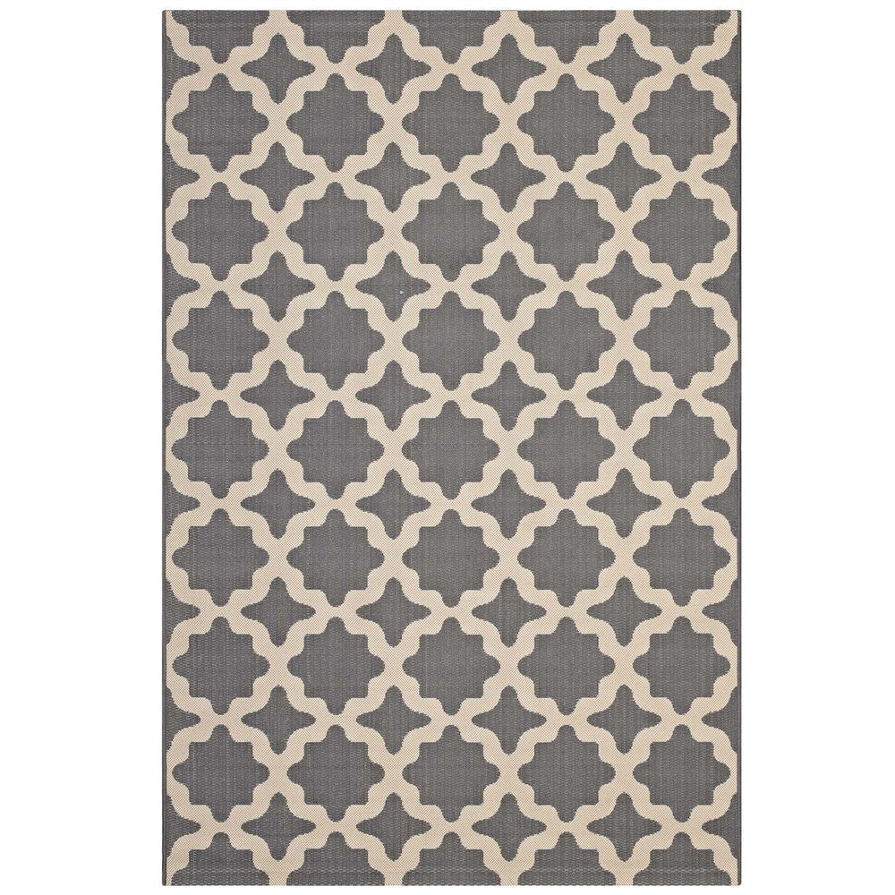 Modway Cerelia Moroccan Trellis 8x10 Indoor and Outdoor In Gray and Beige