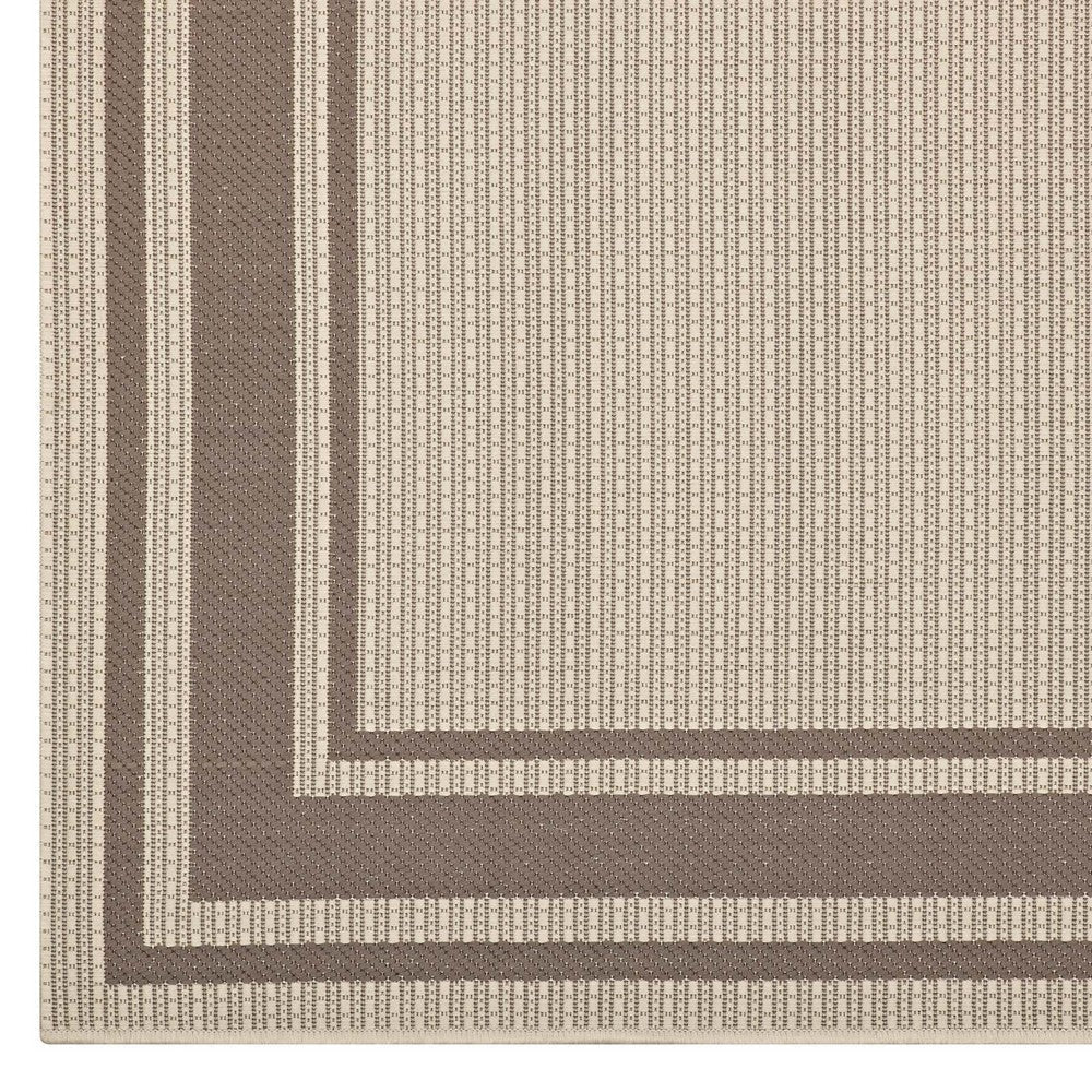 Modway Solid Borderline Indoor and Outdoor Rim Area Rug 5x8 Light and Dark Beige MDY-R-1140A-58