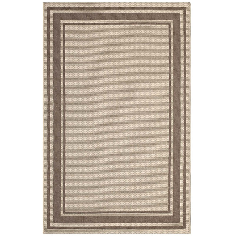 Modway Solid Borderline Indoor and Outdoor Rim Area Rug, 5x8, Light and Dark Beige