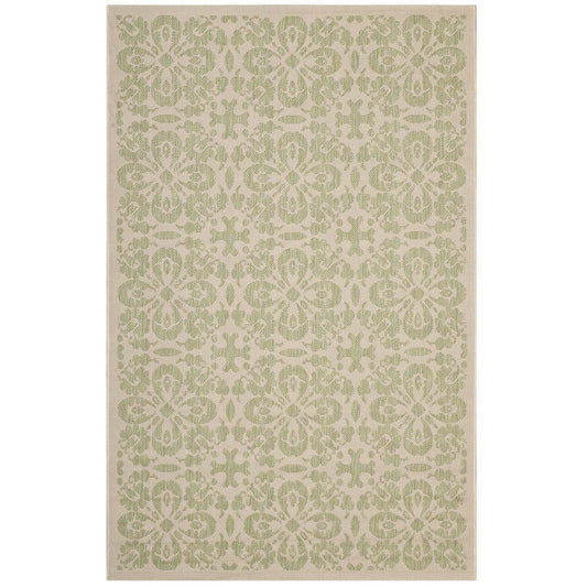 Modway Ariana Vintage Floral Trellis 8x10 Indoor and Outdoor In Light Green and Beige