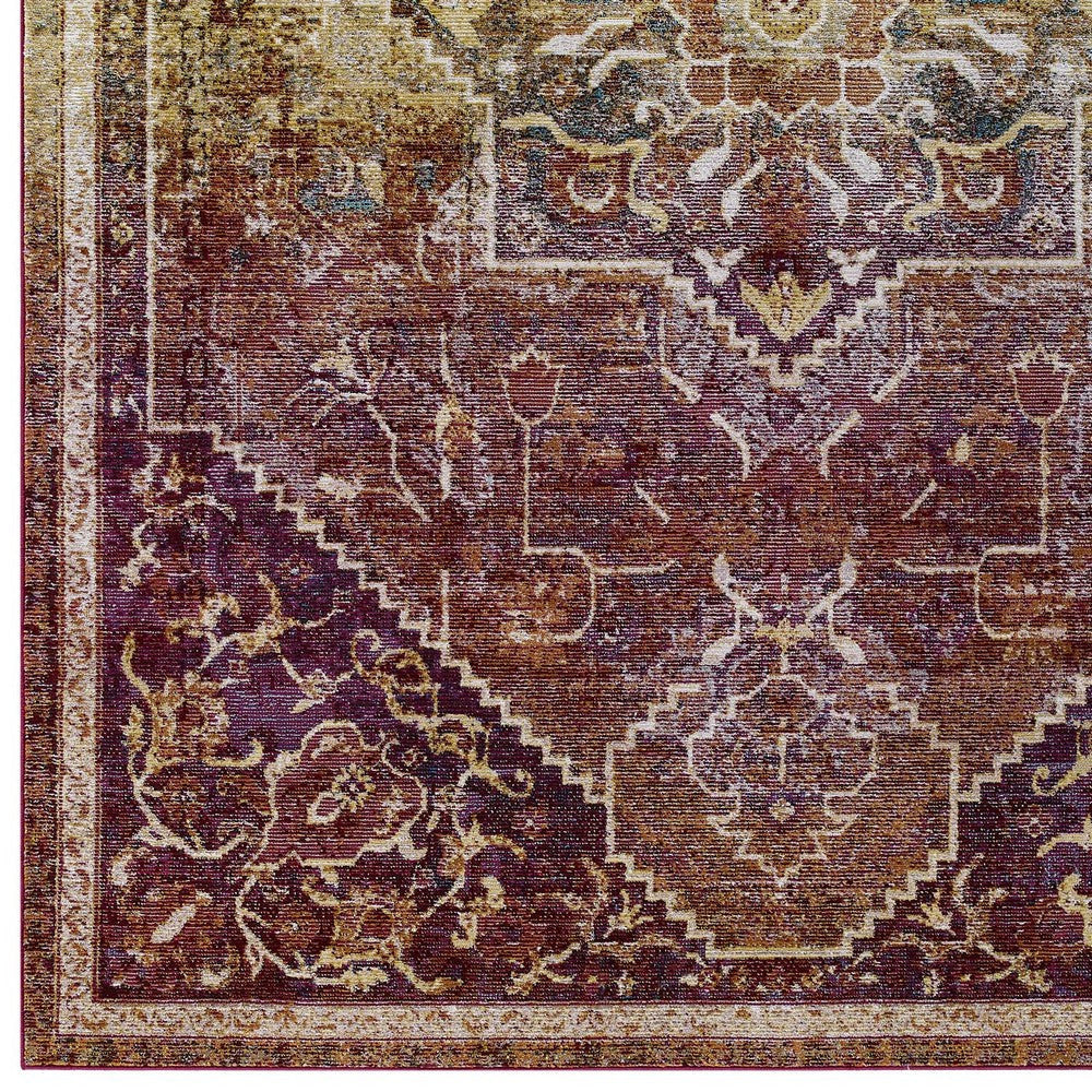 Success Kaede Transitional Distressed Vintage Floral Persian Medallion 4x6 Area Rug - No Shipping Charges MDY-R-1157A-46