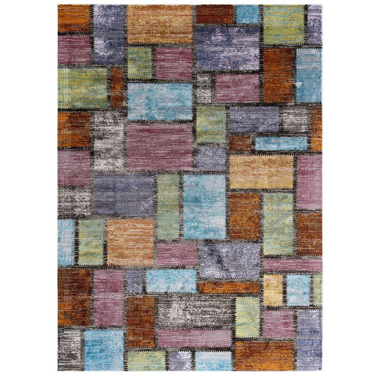 Modway Success Nyssa Abstract Geometric Mosaic Area Rug, 8x10, Multicolored