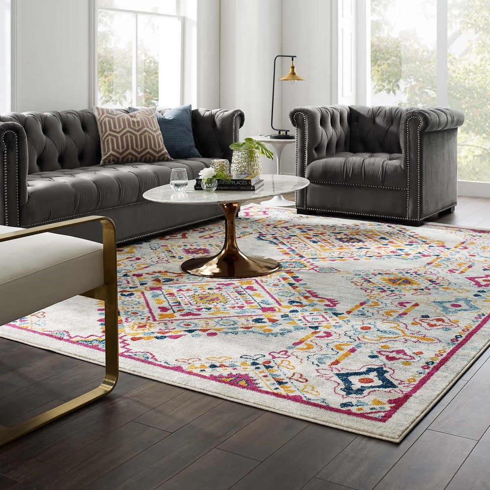 Entourage Khalida Distressed Floral Lattice 8x10 Area Rug - No Shipping Charges MDY-R-1169A-810