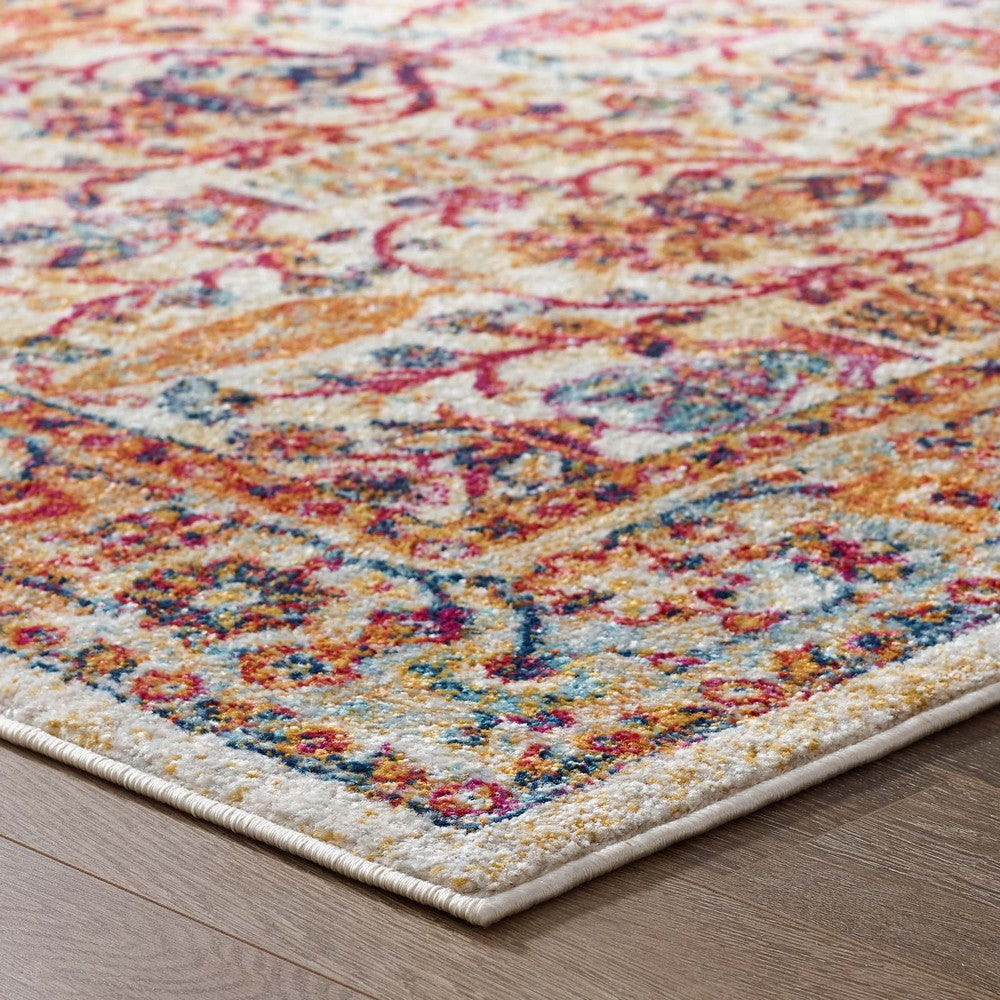 Entourage Jessa Distressed Vintage Floral Lattice 5x8 Area Rug - No Shipping Charges MDY-R-1170A-58