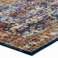 Modway Entourage Jessa Distressed Vintage Floral Lattice Area Rug 5x8 Blue Orange Yellow Red MDY-R-1170B-58