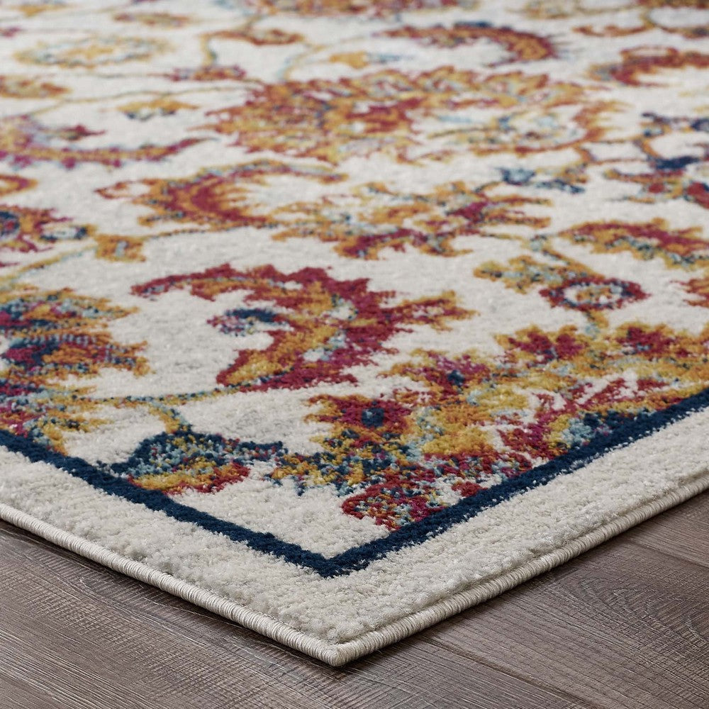 Entourage Azami Distressed Vintage Floral Lattice 5x8 Area Rug - No Shipping Charges MDY-R-1171A-58