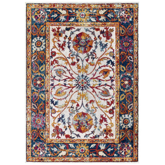 Entourage Samira Distressed Vintage Floral Persian Medallion 8x10 Area Rug