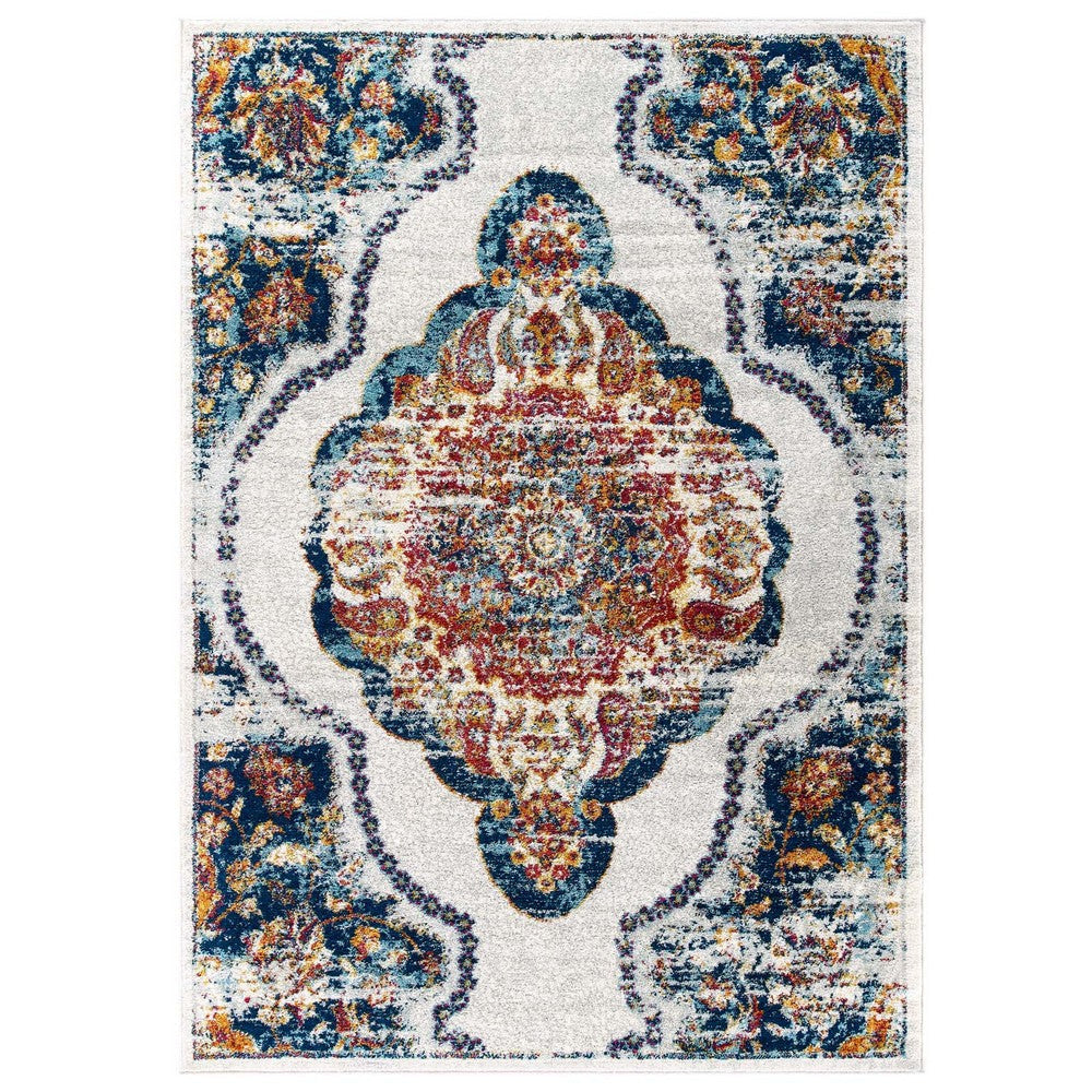 Entourage Malia Distressed Vintage Floral Persian Medallion 5x8 Area Rug